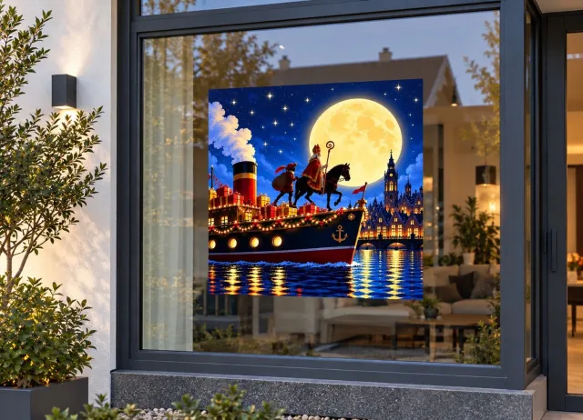 De Stickerman Sinterklaas Raamsticker 50cm Breed Herbruikbaar Weerbestendig (V25) Multi