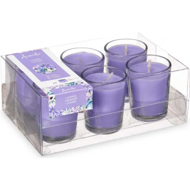 Arte r Arte regal geurkaarsen - 6x - lavendel geur - paars - 8 branduren - in glas - aroma kaars