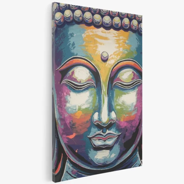 Saammp Canvas Schilderij - Boeddha - Kleurrijk - 50x70 - Foto op canvas - Wanddecoratie - Muurdecoratie Woonkamer Multicolor