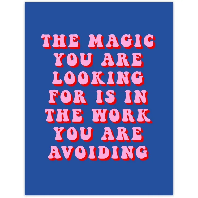 Unyqoos Grote decoratieve poster met inspirerend citaat in roze en blauw, roze-blauw