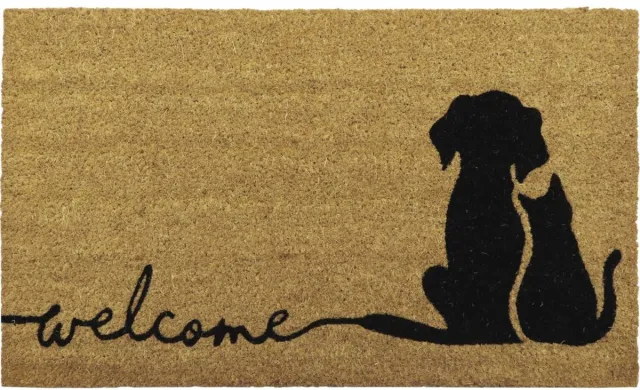Luance Deurmat Welcome - bruin - kokos - hond / kat - rechthoek - 75 x 45 cm - deurmat - binnen / buiten Camel bruin