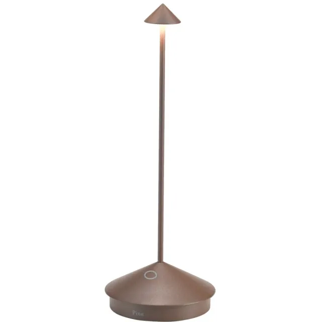 Zafferano Pina Pro Corten LED tafellamp, oplaadbaar en dimbaar, draadloos, Saffraan, 2200-2700-3000K, IP54, 12 uur batterijduur Bruin