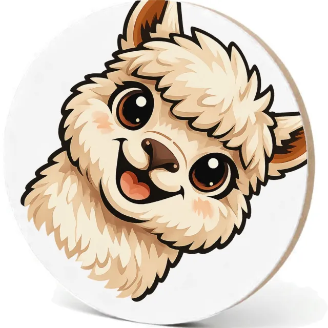 Mr Cadeautjes MDF fotolijst - design Een vrolijke alpaca met grote, nieuwsgierige ogen en een bre | cadeau Wit
