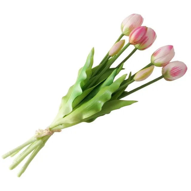 Wonders at Home Official Real Touch Tulips - Light Pink - 7 Stelen - Real Touch Tulpen - Licht Roze - Tulpen - Kunstbloemen - Kunst Tulpen - Kunst Boeket - Tulp - 40 CM - Bos Bloemen - Latex Bloem - Bruiloft Multicolour