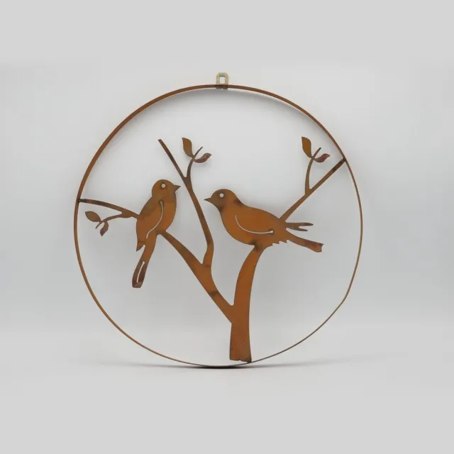 Iron Art muurdecoratie vogels ecoroest roestbruin