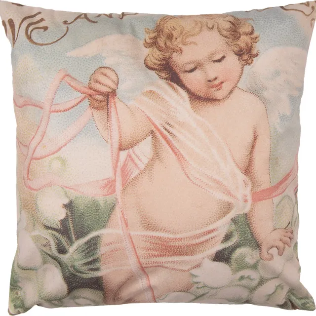 Clayre & Eef Kussenhoes 45x45 cm Roze Wit Polyester Engel