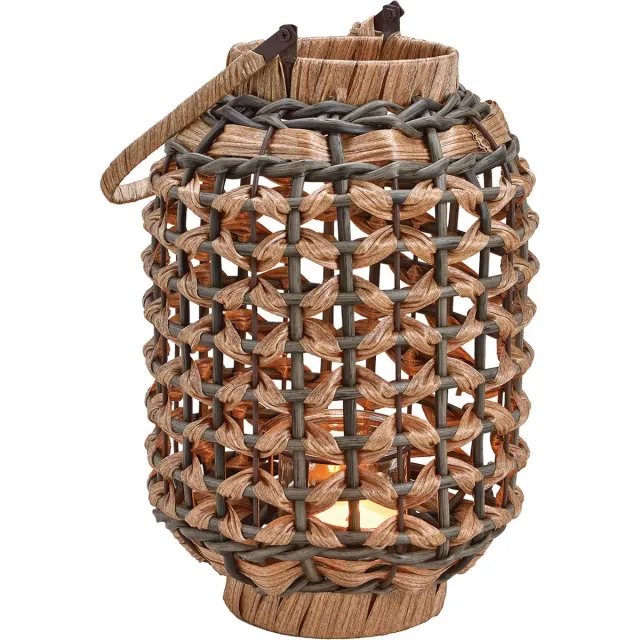 Wurm Lantaarn van kunststof, glas, metaal Bruin (w/h/d) 21x34x21cm