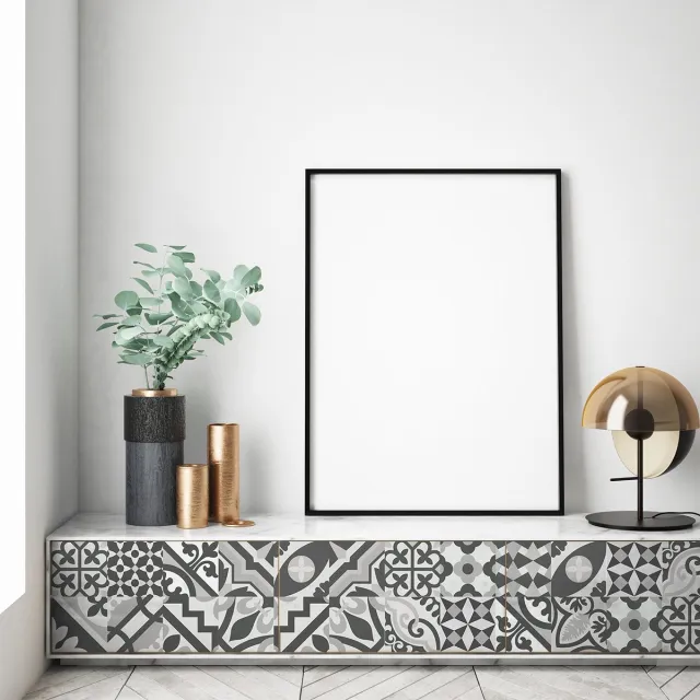 Ambiance Sticker Decoratieve meubelstickers - 30 authentieke FIONITA cementtegel meubelstickers - 30 stickers 10x10cm Multi color