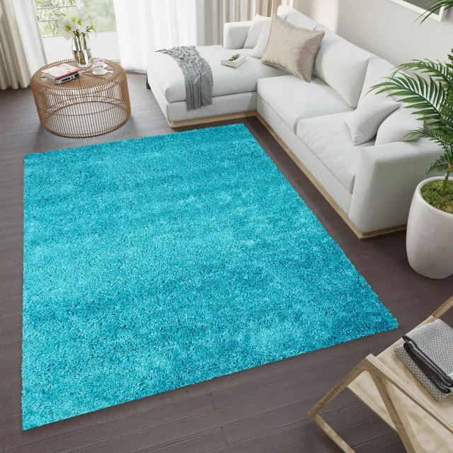 Tapiso Essence Vloerkleed Hoogpolig Blauw Shaggy Tapijt Maat- 300x400
