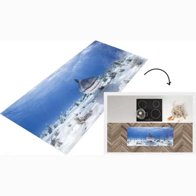 KitchenYeah Keukenloper - Loper keuken - Aanzwemmende haai - Keukenloper vinyl Multicolor