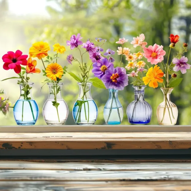 SNQ Raamstickers met boeketten bloemen - Raamstickers - Raamstickers met bloemen - Herbruikbaar - Leuke raamstickers met bloemen voor de lente en zomer - Glazen ramen - Zelfklevend - Statisch hechtend Multicolor