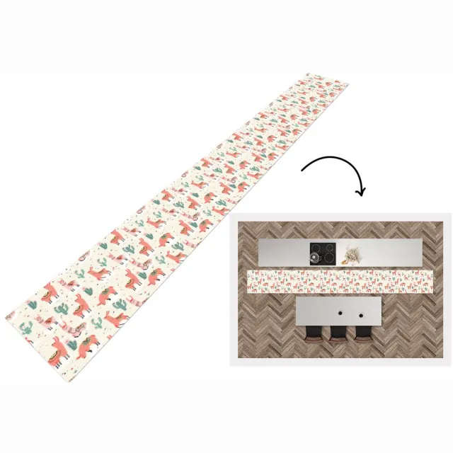 KitchenYeah Keukenloper - Keukenmat - Lama - Patronen - Cactus - Keuken vloerkleed multicolor