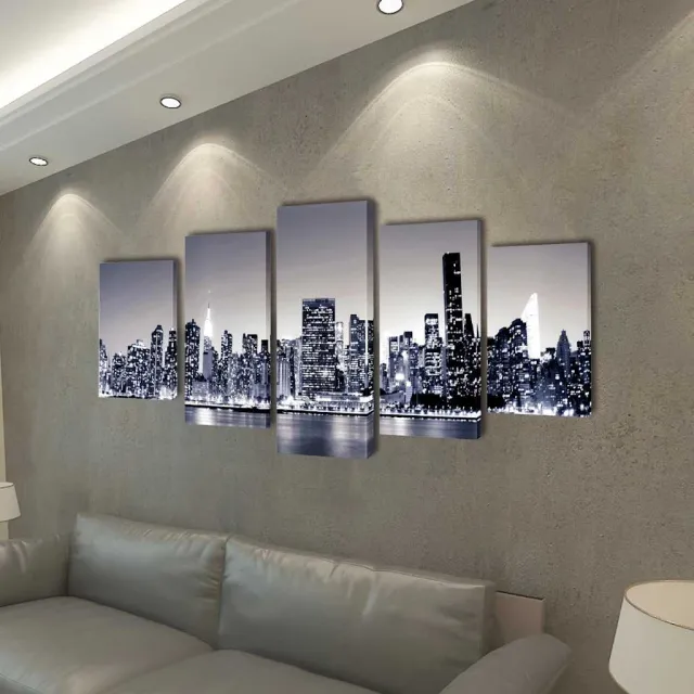 vidaXL Canvas muurdruk set monochroom New York skyline 200 x 100 cm Meerkleurig