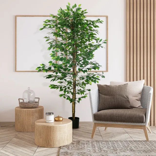 REDOM Kunstplant - Realistisch ontwerp - Inclusief pot - Onderhoudsvriendelijk - Voor binnen & buiten - Kunststof - Groen - 180 cm