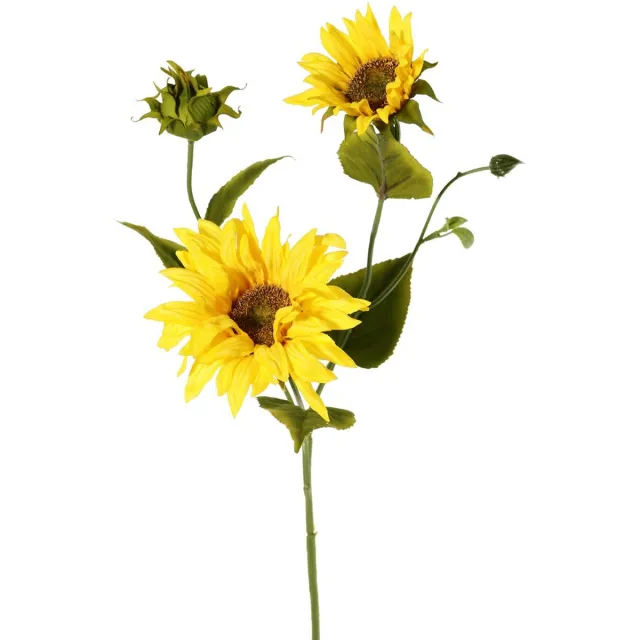 Top Art Topart Kunstbloem Zonnebloem tak - 60 cm - geel - kunst zijdebloem - decoratie bloemen
