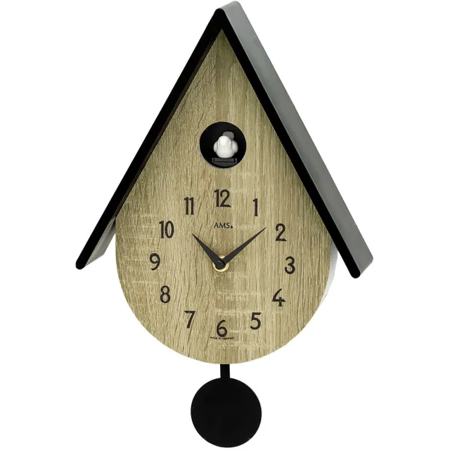 AMS Wandklok W7512 is een tijdloos meesterwerk dat elke kamer een speciaal tintje geeft , met vogelgeluid is deze wandklok een leuke toevoeging in uw huis bruin