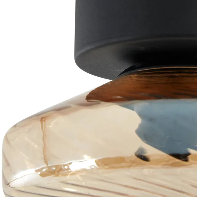 Lindby plafondlamp - 1licht - Glas, ijzer - H: 15.3 cm - E27 - amber, zwart