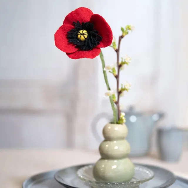 Sjaal met Verhaal Bloem Vilt - Klaproos Rood Poppy - 40cm - Fairtrade Sjaalmetverhaal Bloem - Klaproos Rood