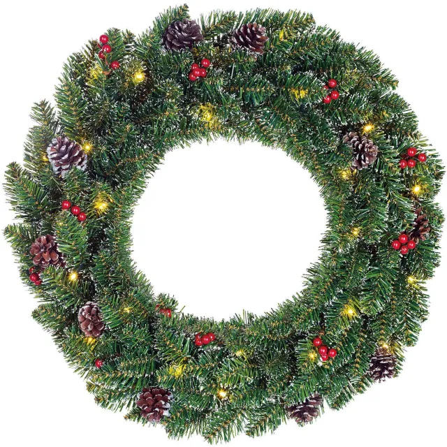 Black Box kerstkrans Creston met verlichting (ø60 cm) Groen