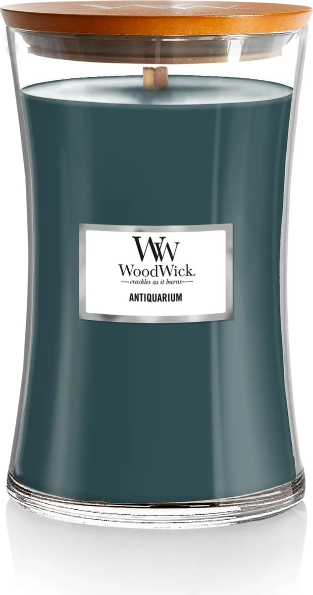 Woodwick Hourglass Large Geurkaars - Antiquarium - 130 branduren Donkerblauw