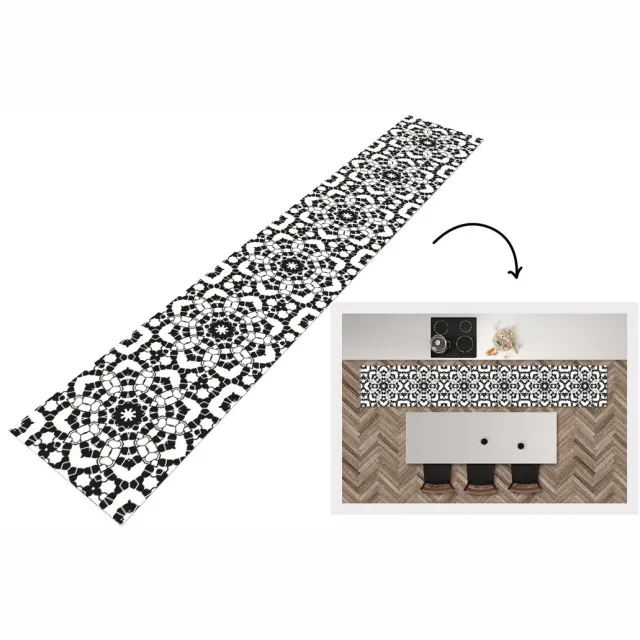 KitchenYeah Keukenloper - Loper keuken - Mandala - Zwart Wit - Patronen - Keukenloper vinyl