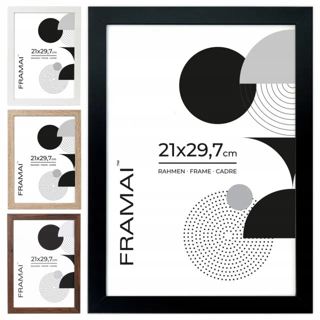 FRAMAI Zwarte Fotolijst A4 21x29,7 cm - Diploma, Foto, Poster Black