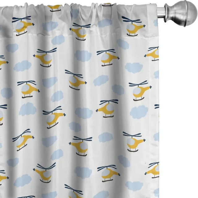 ABAKUHAUS Kleutergordijnen – 2x75x245 cm – microvezel – halfdonker – geel en blauw