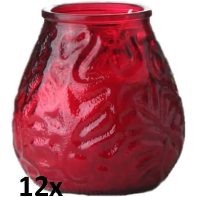 Smulders Deco 12 stuks Q-lights rood glazen u-light terras- tuinkaarsen 100/100 (55 uur)