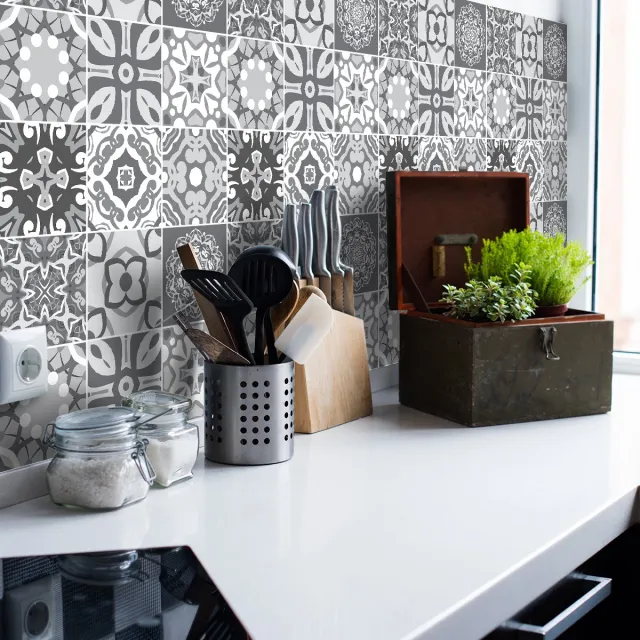 Ambiance Sticker Zelfklevende tegelmuurstickers voor keuken en badkamer - 9 Azulejos Abelardo tegelstickers - 9 stickers 20x20cm Multi color