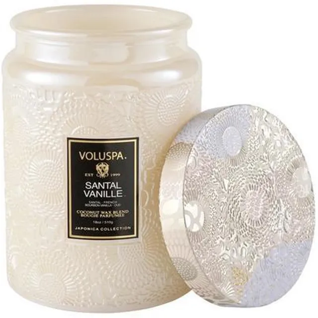 Voluspa Geurkaars Santal Vanille Large Jar Candle Wit