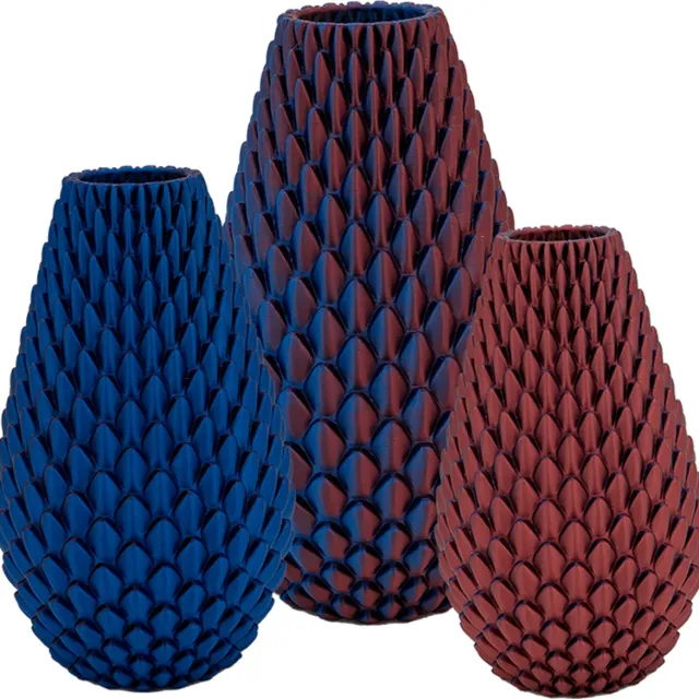 Lovora Myraka design vaas – Decoratieve vaas - Blauw / Rood - 3d geprinte vaas – geschikt voor droogbloemen - 34CM