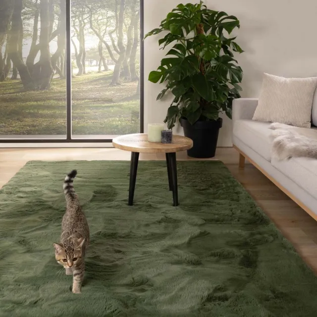 Tapeso Fluffy vloerkleed - Comfy Plus olijfgroen 230x330