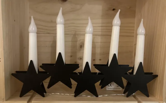 Evora Kerst kandelaar LED op batterijen Zwart met witte kaarsen