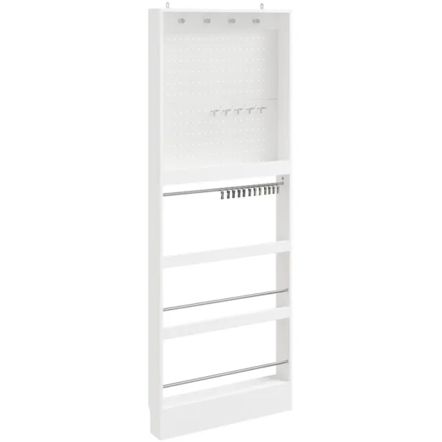 SoBuy Wandgarderobe - Wand Garderobe Kapstok met Opbergrek - Wandgarderobe Stang met Perforatiepaneel en Hangstangen - Wit MDF, 3 Vakken | FHK39-W