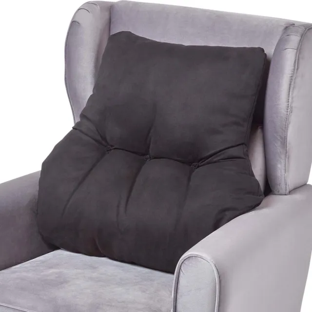 Homescapes Zwart rugkussen – rugsteunkussen 68 x 58 cm met velours bekleding