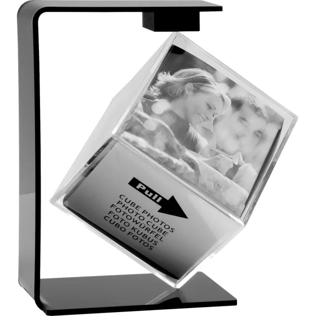 Deknudt Frames draaibare fotokubus S58RF4 - zwart/transparant - 6x6 cm