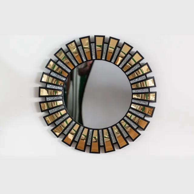 VL Home Spiegel rond 70cm zwart met goud, wandspiegel