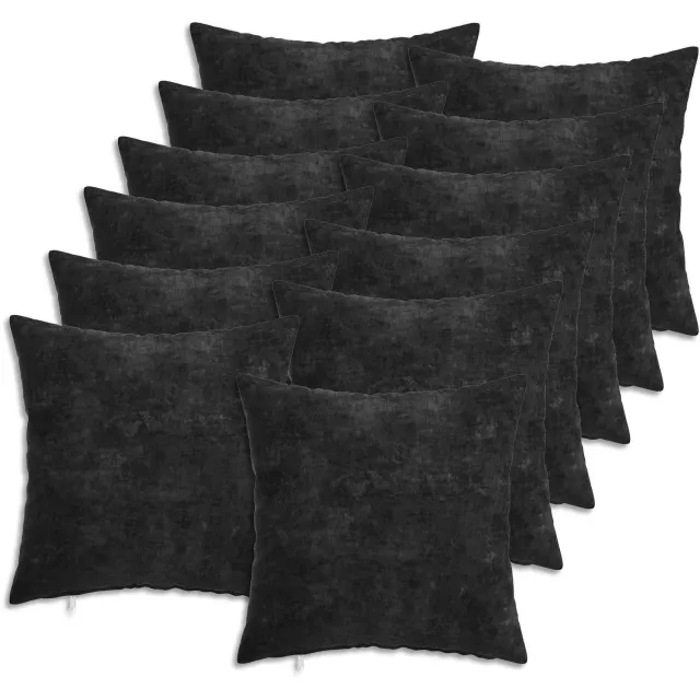 vidaXL Dekenkussen - 12 - st - HEERLEN - Antraciet - 45 - x - 45 - cm - Chenille - Stof