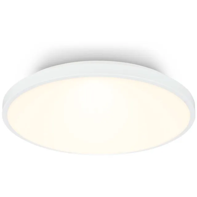 B.K.Licht BRILONER Competo – LED Plafondlamp – warm wit licht – wit – woonkamerlamp met decoratieve rand – Ø33 cm - LED Plafondlamp - 3903016 - Decoratieve bekleding wit - Melkachtig lichtoppervlak - Lichtkleur warm wit - Ø33 x 6 cm - Wit