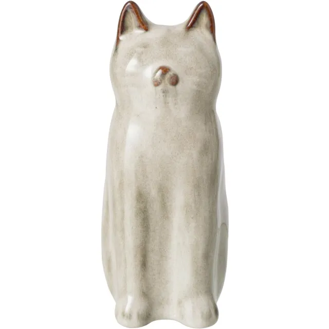 J-Line vaas Kat - porselein - grijsgroen - small
