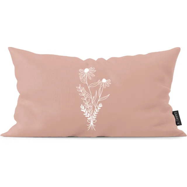 Label2X Kussen flower zalm 50 x 30 cm / Binnen black