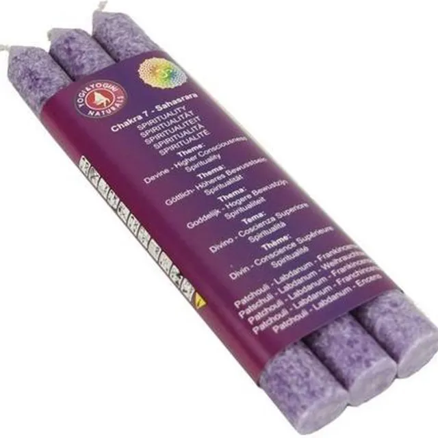 Greenpalm Diner geurkaars 7e chakra 7 (violet) - 21x2.2 cm (3 stuks) Multi colour