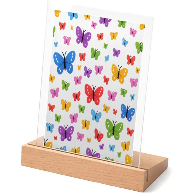 Mr Cadeautjes Glasframe met vaste tekst - design Speels herhaalpatroon met kleurrijke vogels en kleine bloese | cadeau Wit
