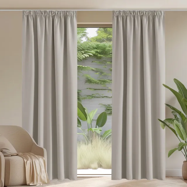 Unyqoos Elegante Verduisteringsgordijnen met Plooiband voor Woonkamers - Set van 2, 245 x 140 cm beige