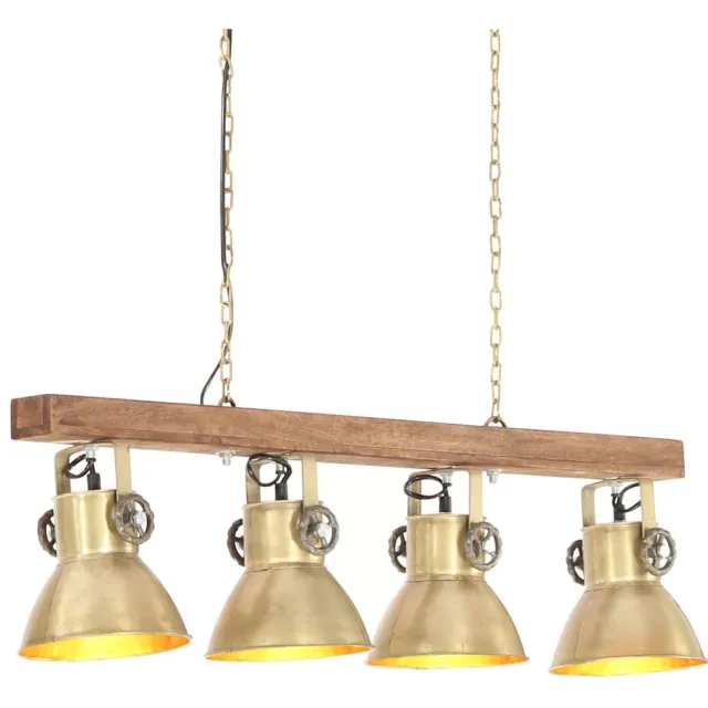 vidaXL Plafondlamp industrieel E27 mangohout messingkleurig Bruin