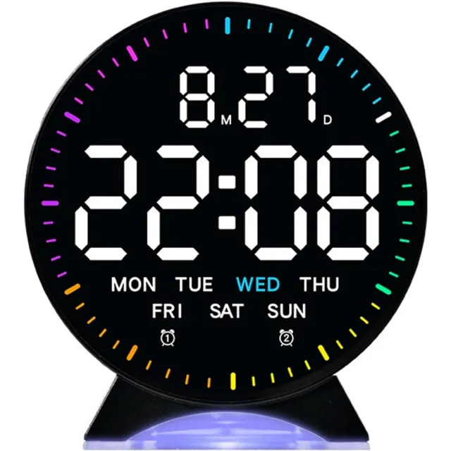 Bobypet Digitale Wekker met Nachtlampje en 4.3 Inch LED Scherm - Dubbel Alarm en Snooze - RGB Sfeerlicht met 9 Lichtstanden - Netstroom & Batterij Gevoed - Slaapkamer Klok Cadeau - Zwart
