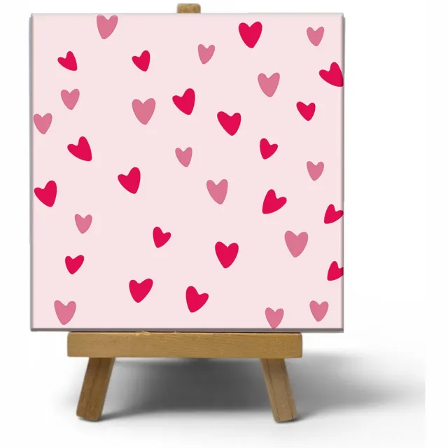 NewCity Geschikt voor Keramisch cadeau tegel met hartjes opdruk - Spreuktegel liefde - Cadeau idee voor valtijnsdag - 11 x 11 cm - Inclusief standaard Meerkleurig