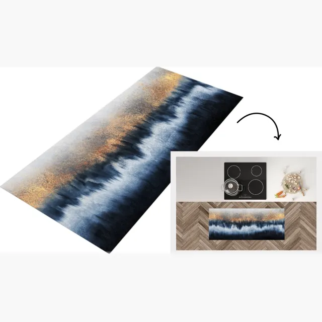 KitchenYeah Keukenloper - Loper keuken - Abstract - Goud - Luxe - Keukenloper vinyl Multicolor