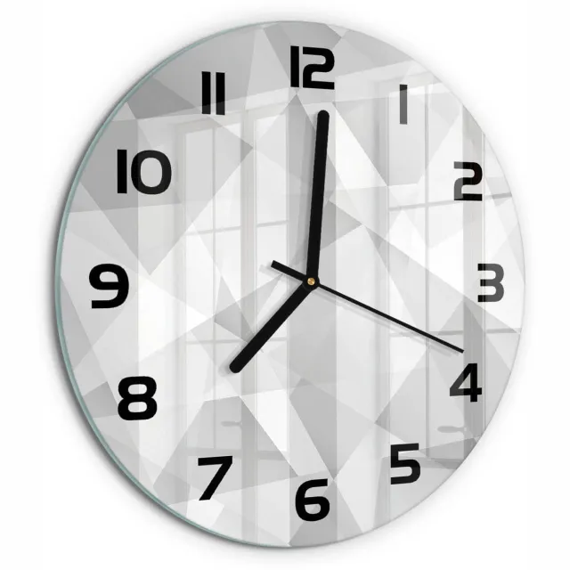 TULUP Wandklok - Abstracte achtergrond Moderne Wandklok Glas - fi30 cm - Grijs Wandklok Glas Decoratie - Zwarte handen - Ronde Klok - Glazen Wandklok Design - Klok Glas Met Opdruk