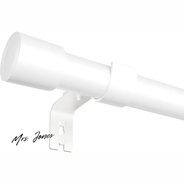 Mrs. Jones verstelbare enkele gordijnroede zwaar belastbaar met eindstukken - wit 60-165 cm . multi-color